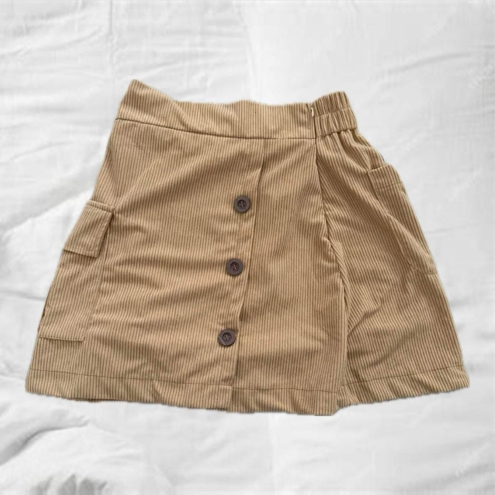 Tan Corduroy Midi Skirt